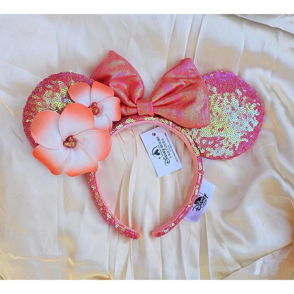 Minnie Ears Disney Parks Porange Plumeria Aulani Hawaii Headband Mickey Mouse